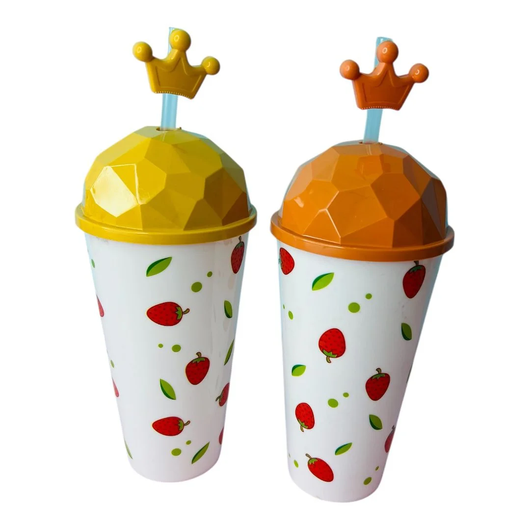 VASO PITILLO PLASTICO CON TAPA FRUTAS 500 ML