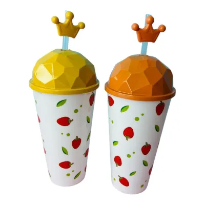 VASO PITILLO PLASTICO CON TAPA FRUTAS 500 ML