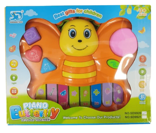 CAJA PIANO MUSICAL MARIPOSA PEQUEÑA DE BATERIAS