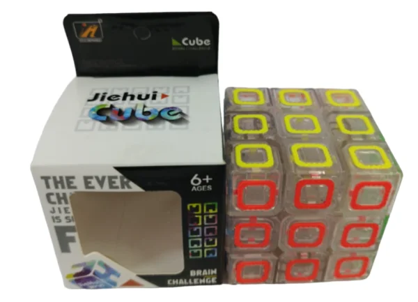 CAJA CUBO RUBIK 3X3 CUADRITOS TRANSPARENTE THE EVER