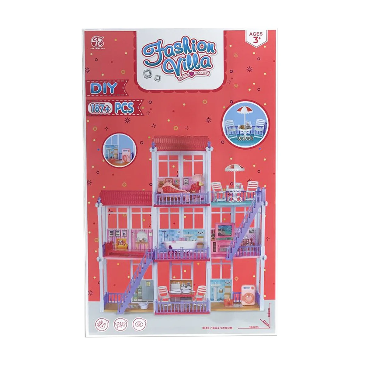 CASA PARA MUÑECA ARMABLE CAJA 83CM*52CM
