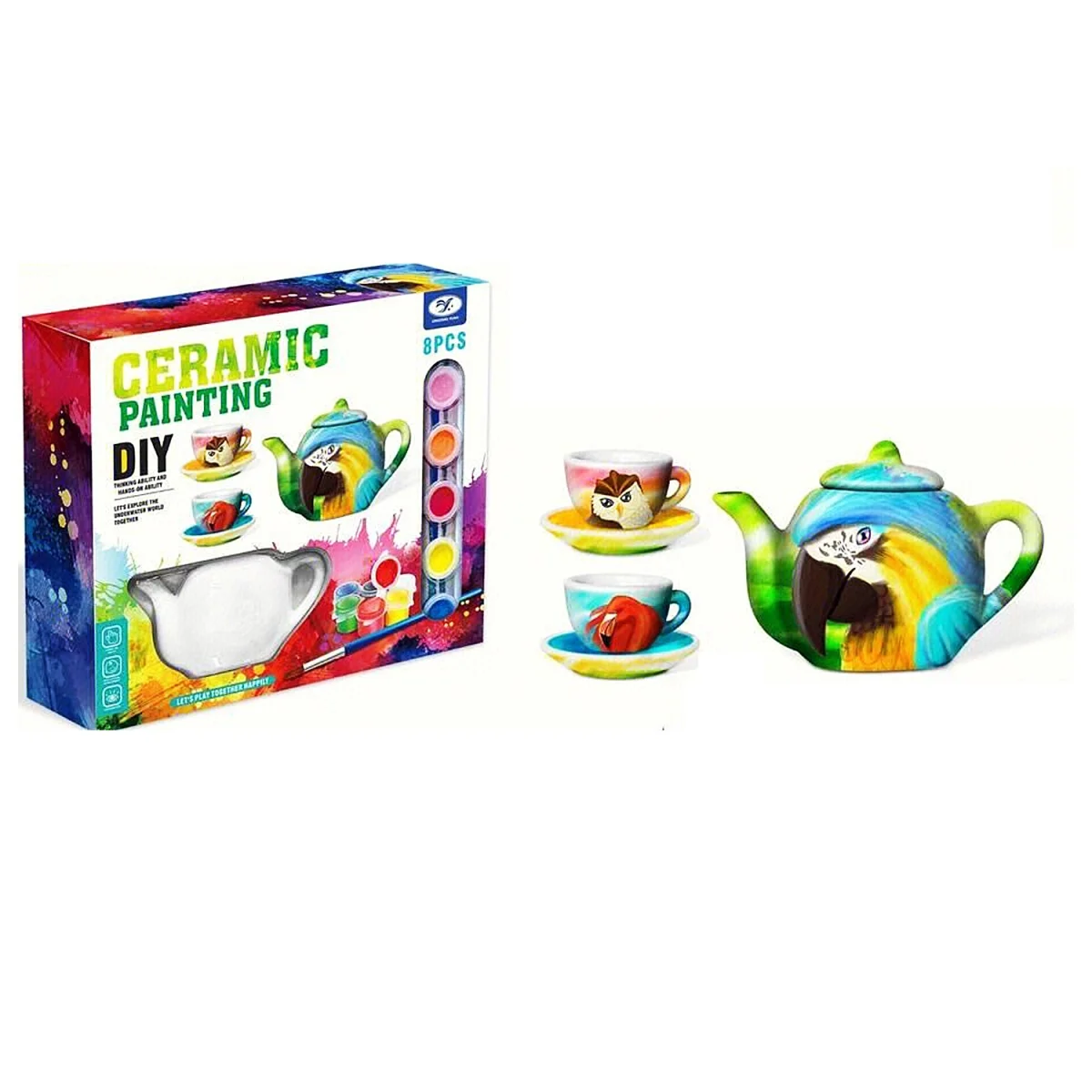 SET DE TE EN PORCELANA PARA PINTAR 23CM*19CM