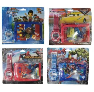 CARTON BILLETERA Y RELOJ 4 MOTIVOS