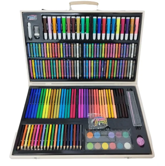 KIT DE ARTE INFANTIL 220 PIEZAS MADERA