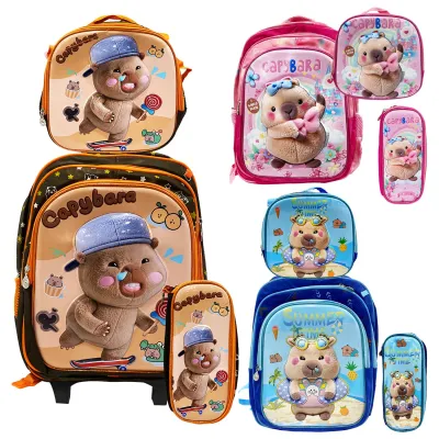 BOLSO DE RUEDAS CAPIBARA CON LONCHERA Y CARTUCHERA