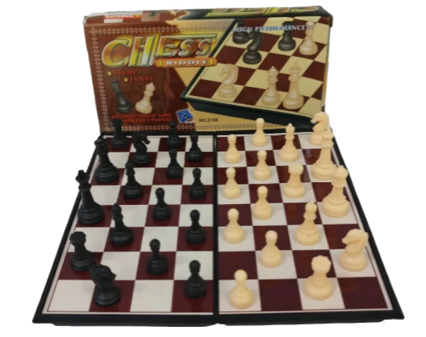 CAJA JUEGO DE MESA AJEDREZ CAFE MEDIANO PLASTICO