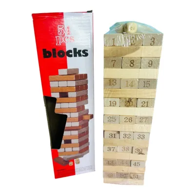 CAJA JENGA NUMEROS 54 PIEZAS CAJA ROJA 29CM X 8CM