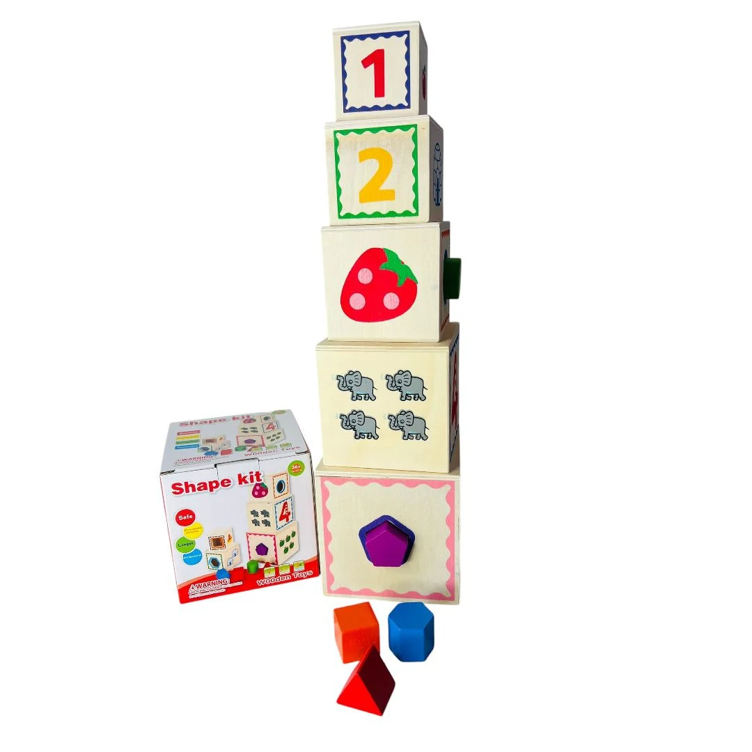 CAJA JUEGO DIDACTICO CUBO APILABLE MADERA
