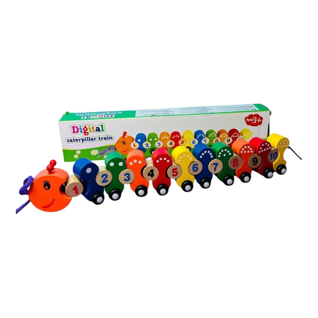 CAJA JUEGO DIDACTICO TREN GUSANO NUMERICO MADERA