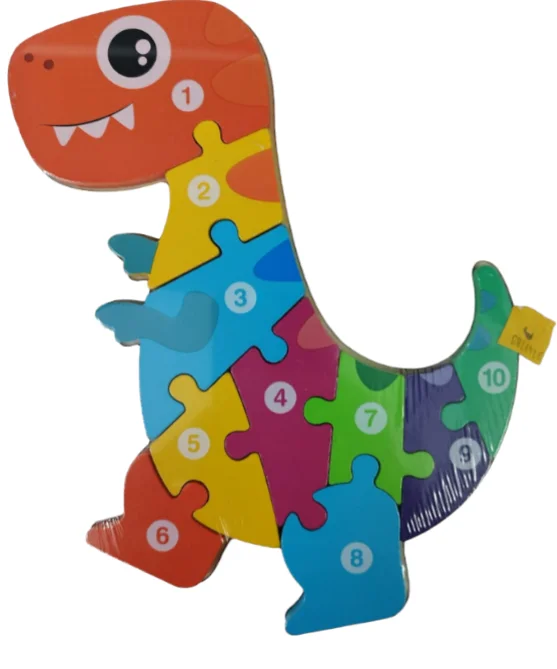 TABLA JUEGO DIDACTICO ROMPECABEZAS DINOSAURIO ALTO RELIEVE MADERA