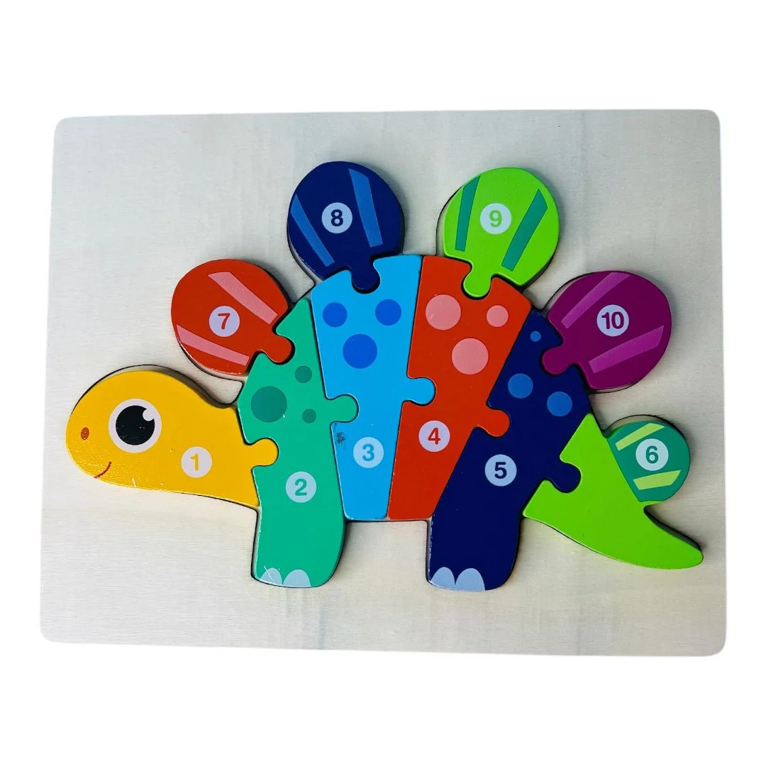 TABLA JUEGO DIDACTICO ROMPECABEZAS DINOSAURIO ALTO RELIEVE MADERA