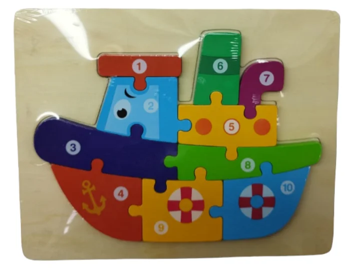 TABLA JUEGO DIDACTICO ROMPECABEZAS BARCO ALTO RELIEVE MADERA