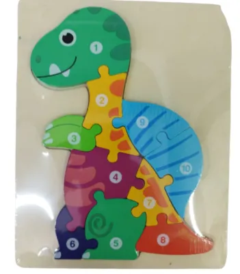 TABLA JUEGO DIDACTICO ROMPECABEZAS DINOSAURIO ALTO RELIEVE MADERA