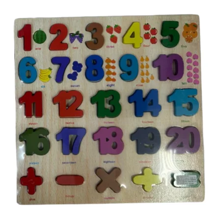 TABLA JUEGO DIDACTICO NUMEROS CON DIBUJOS INGLES MADERA