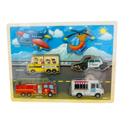 TABLA JUEGO DIDACTICO MEDIOS DE TRANSPORTE MADERA