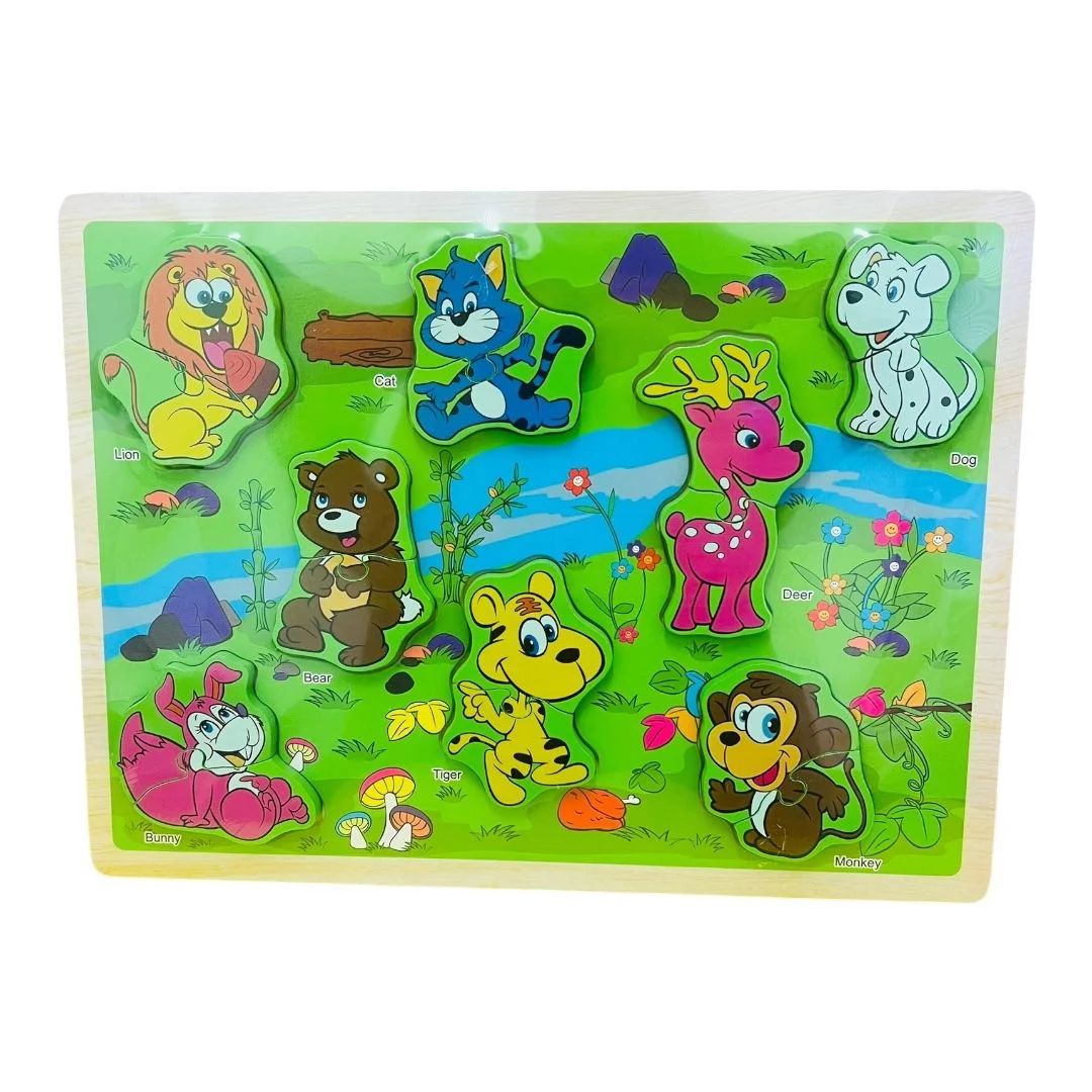 TABLA JUEGO DIDACTICO ANIMALES MADERA