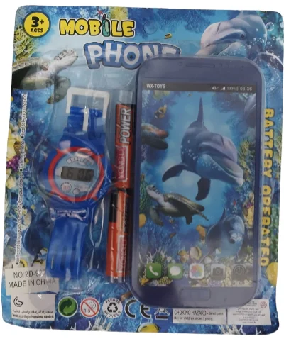 CARTON CELULAR CON RELOJ Y PILAS