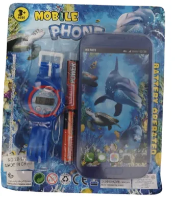 CARTON CELULAR CON RELOJ Y PILAS