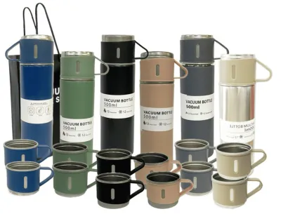 SET DE TERMO TERMICO CON TAZAS EN CAJA 500ML