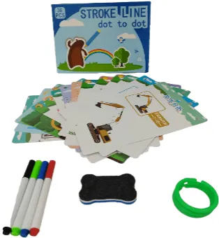 CAJA JUEGO DIDACTICO LIBRO ARGOLLADO STROKE LINE CON MARCADOR BORRABLE 36 PCS