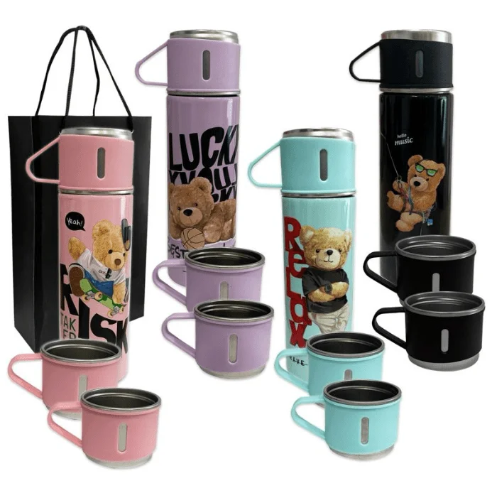 SET TERMO TERMICO CON TAZAS OSO 500ML