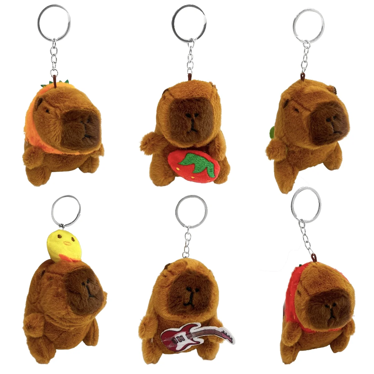 LLAVERO CAPIBARA PELUCHE PEQUEÑO 6 MOTIVOS