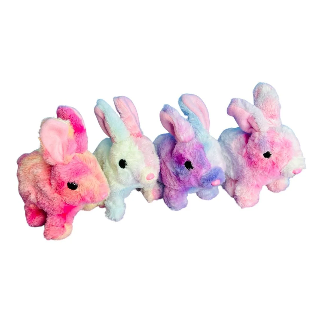 CONEJO MULTICOLOR PELUCHE CAMINA CON SONIDO