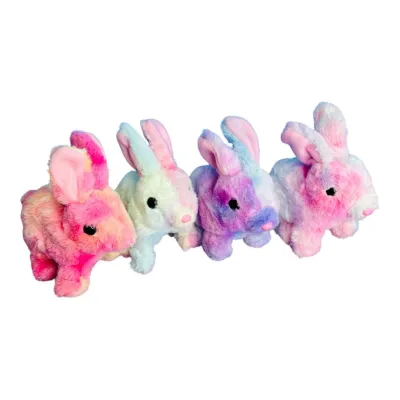 CONEJO MULTICOLOR PELUCHE CAMINA CON SONIDO