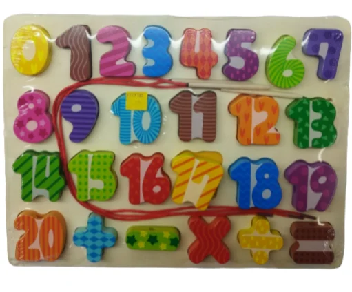 TABLA JUEGO DIDACTICO NUMEROS PARA ENHEBRAR MADERA