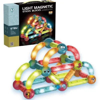BLOQUES MAGNETICOS CON LUZ 52 PCS CAJA