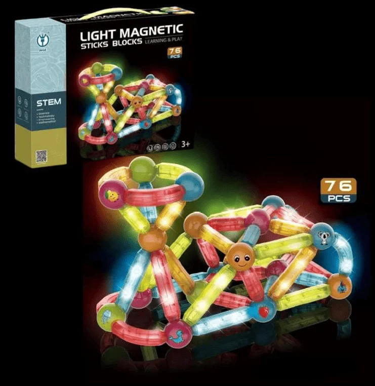 BLOQUES MAGNETICOS CON LUCES 76 PCS