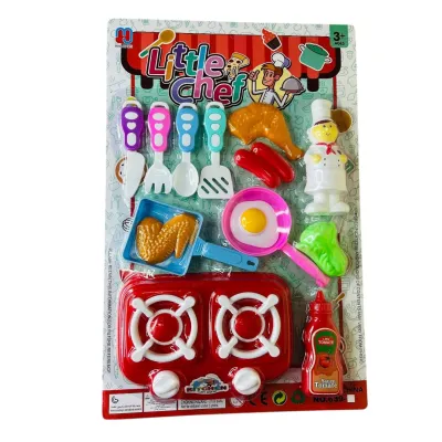 SET COCINA ESTUFA ROJA CARTON 28*43CM