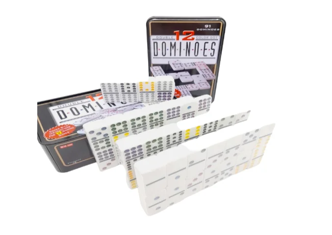 CAJA JUEGO DE MESA DOMINO DOBLE 12 CAJA METALICA