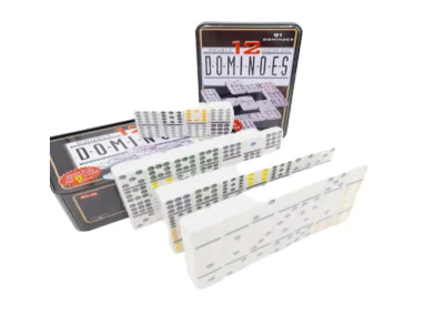 CAJA JUEGO DE MESA DOMINO DOBLE 12 CAJA METALICA