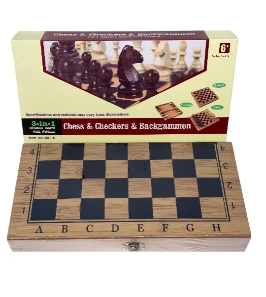 CAJA JUEGO DE MESA AJEDREZ 3 EN 1 30CMX29CM