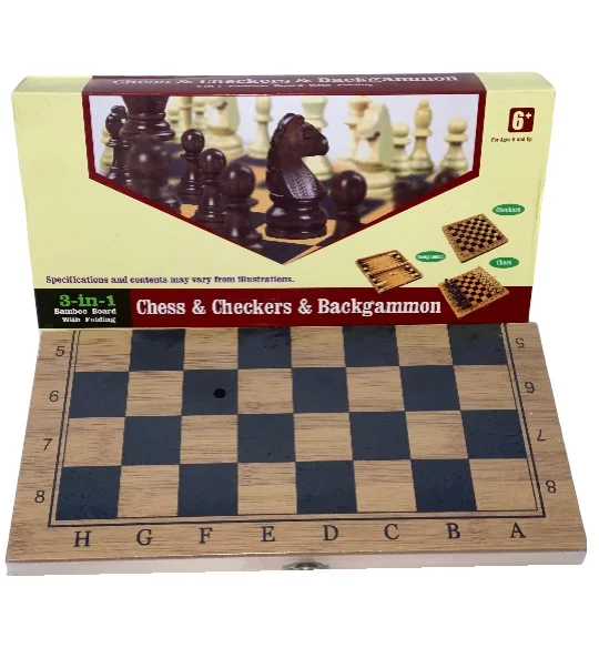 CAJA JUEGO DE MESA AJEDREZ 3 EN 1 35CMX35CM