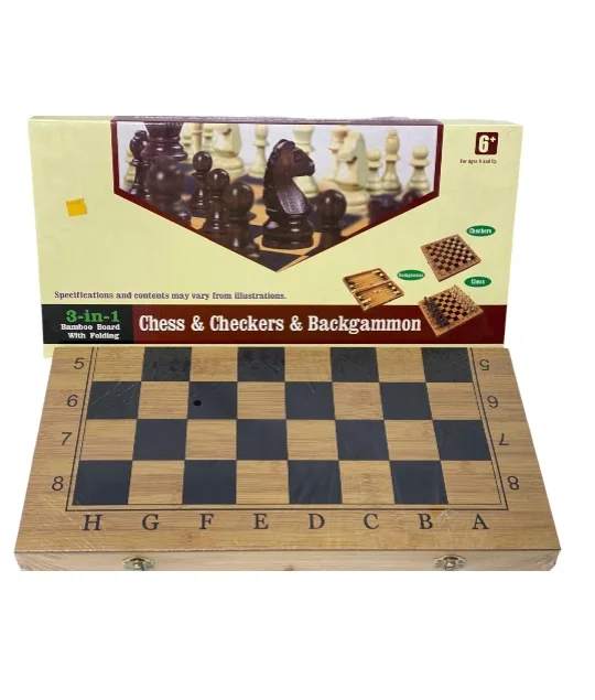 CAJA JUEGO DE MESA AJEDREZ 3 EN 1 48CMX48CM