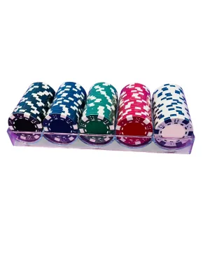 FICHAS CASINO X100 MONEDAS CAJA TRANSPARENTE