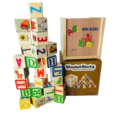 CAJA DE MADERA CON CUBOS ABC