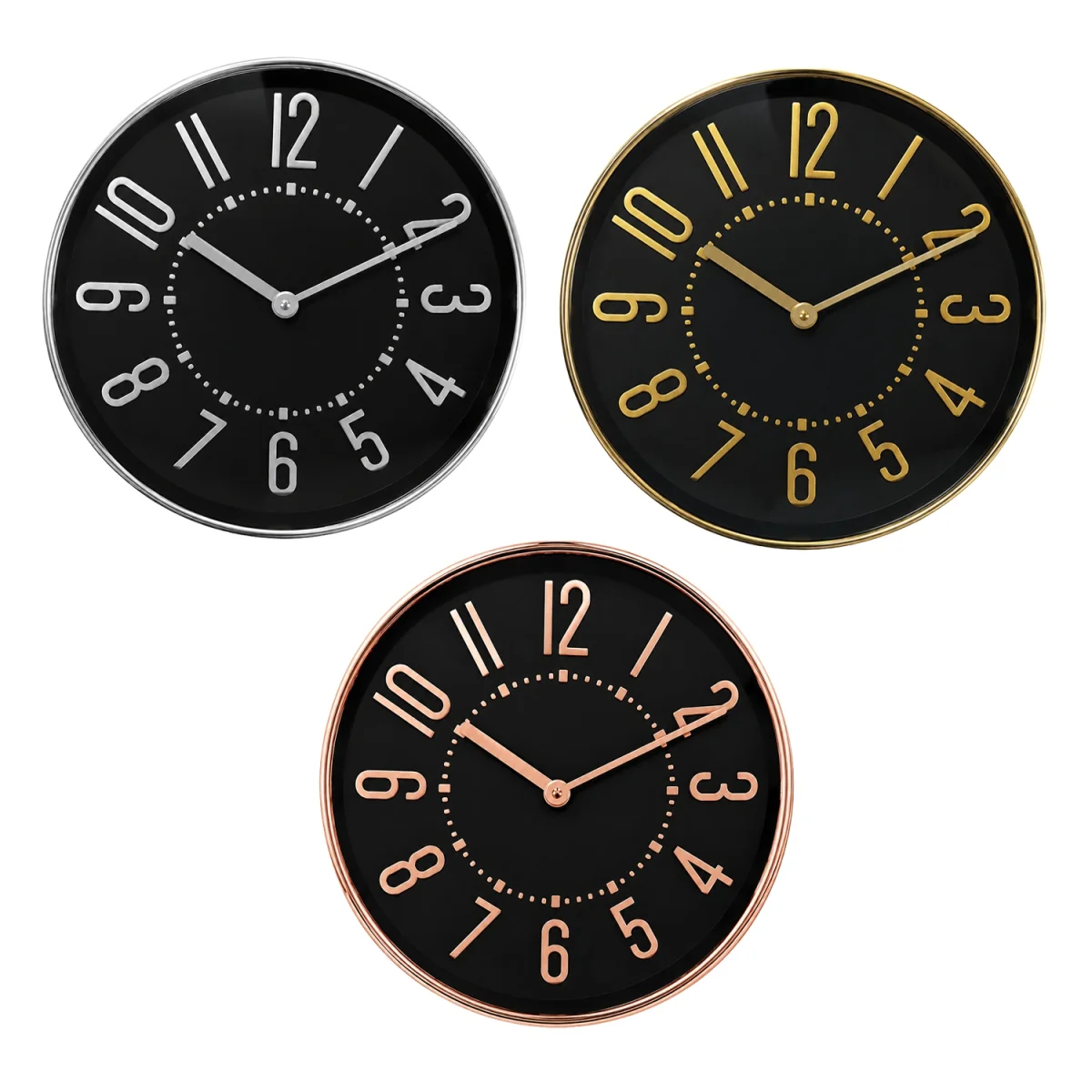RELOJ DE PARED REDONDO NEGRO 25CM