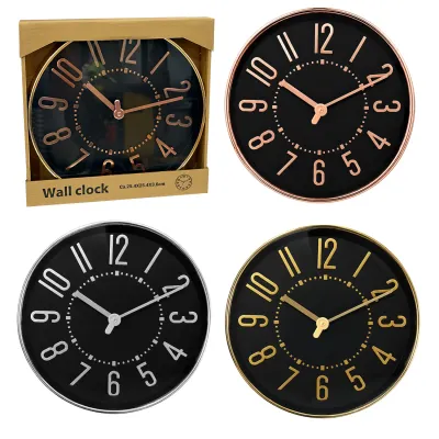 RELOJ DE PARED REDONDO NEGRO 25CM