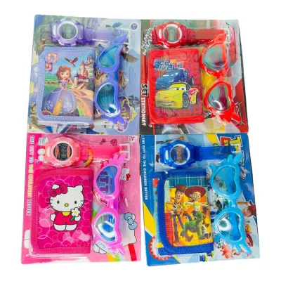SET BILLETERA RELOJ Y GAFAS MUÑECOS
