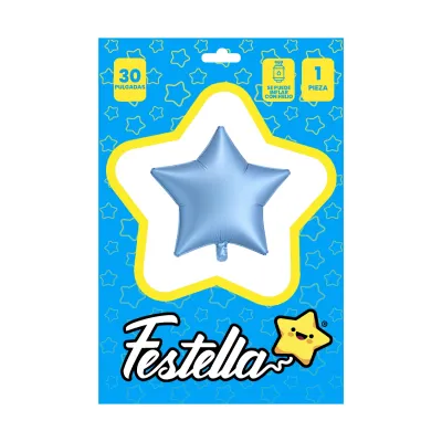GLOBO ESTRELLA AZUL CLARO MATE 30" (PQTX25)