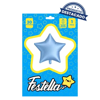 GLOBO ESTRELLA AZUL CLARO MATE 30" (PQTX25)