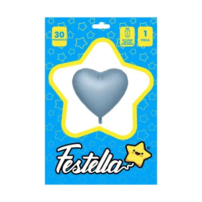 GLOBO CORAZON AZUL CLARO MATE 30" (PQTX25)