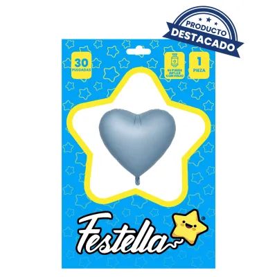 GLOBO CORAZON AZUL CLARO MATE 30" (PQTX25)