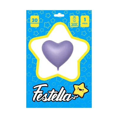 GLOBO CORAZON LILA MATE 30" (PQTX25)