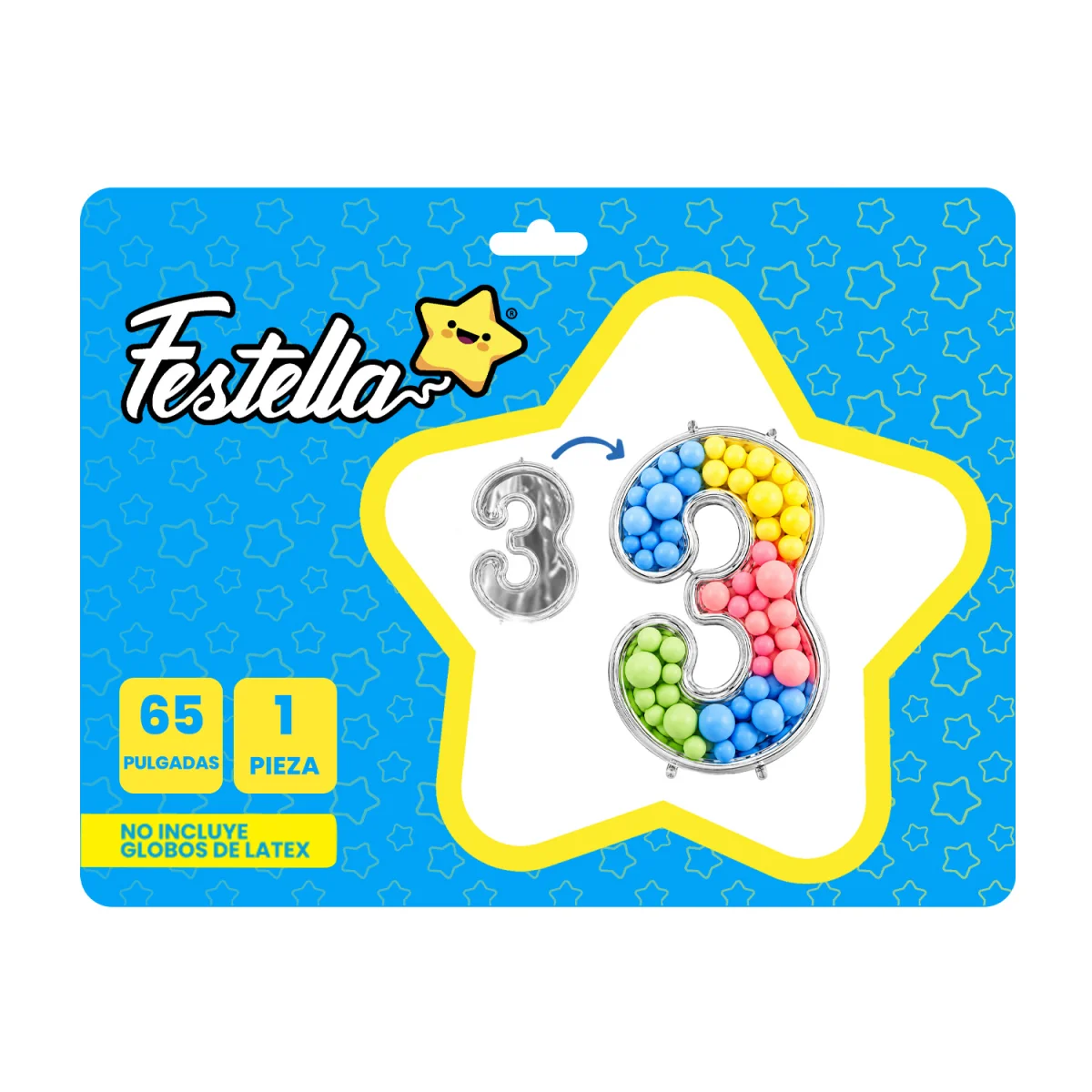 GLOBO PARA RELLENAR #3 PLATEADO 65" (PQTX12)