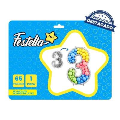 GLOBO PARA RELLENAR #3 PLATEADO 65" (PQTX12)