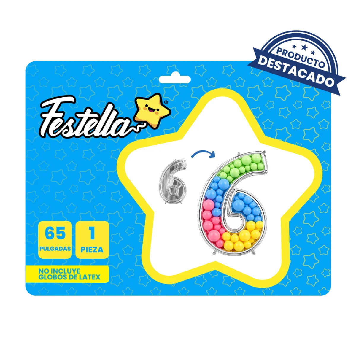 GLOBO PARA RELLENAR #6 PLATEADO 65" (PQTX12)